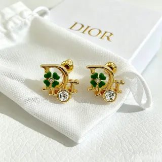 Dior Monogram Clover Crystal Stud Earrings