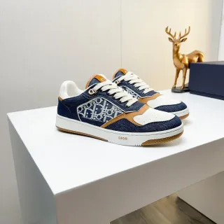 ديور Navy Beige Denim أوبليك مونوغرام بانل أسلوب حياة حذاء رياضي