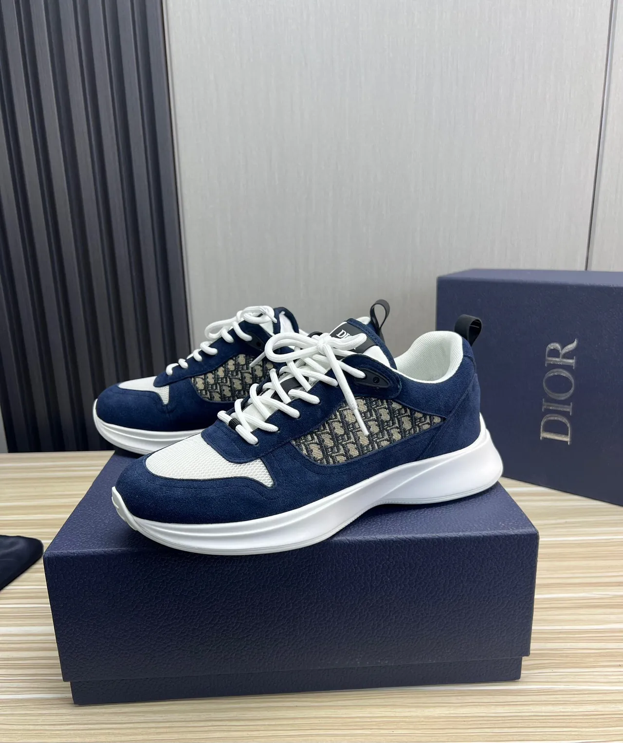 Dior Navy White Blue Suede And Mesh Oblique Jacquard Side Panel Lifestyle Sneakers 2