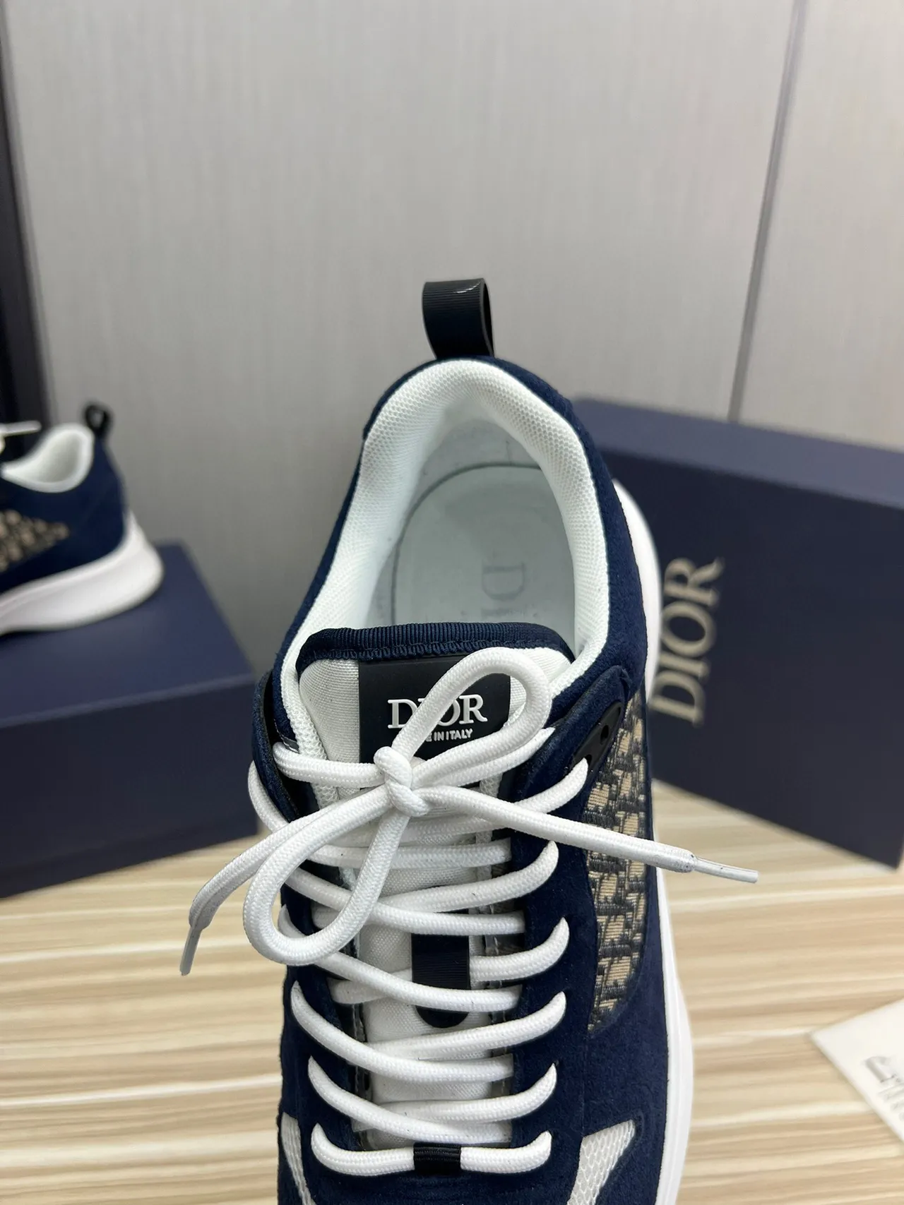 Dior Navy White Blue Suede And Mesh Oblique Jacquard Side Panel Lifestyle Sneakers 7