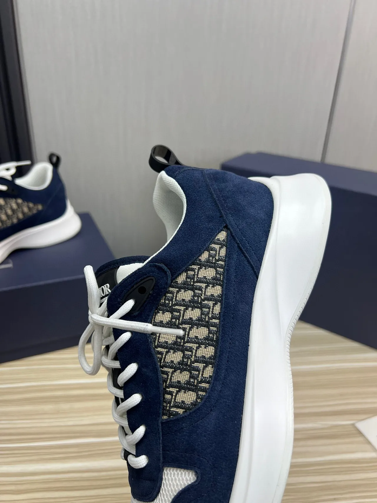 Dior Navy White Blue Suede And Mesh Oblique Jacquard Side Panel Lifestyle Sneakers 9