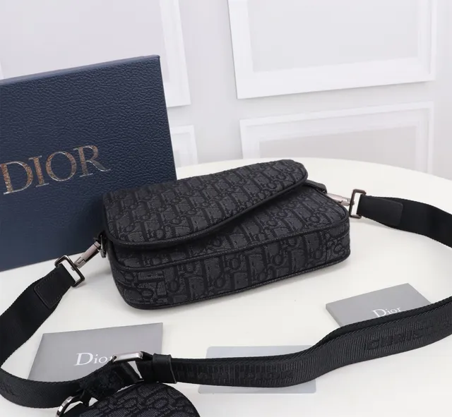 Dior Oblique Black Monogram Canvas Structured Messenger Bag 5