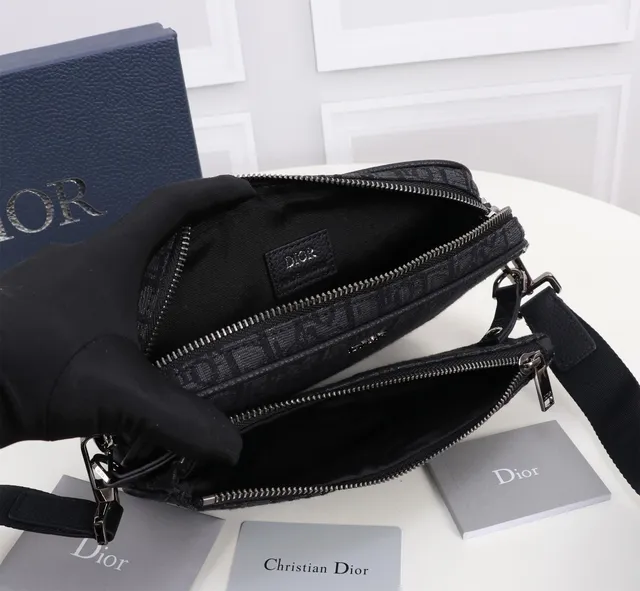 Dior Oblique Black Monogram Canvas Structured Messenger Bag 7