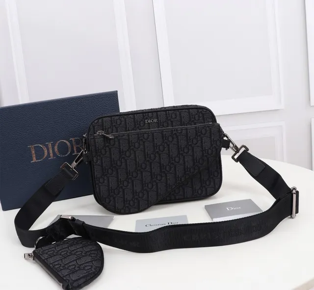 Dior Oblique Black Monogram Canvas Structured Messenger Bag 8