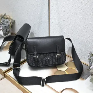 Dior Oblique Messenger Black Monogrammed Canvas Leather Flap Messenger Bag