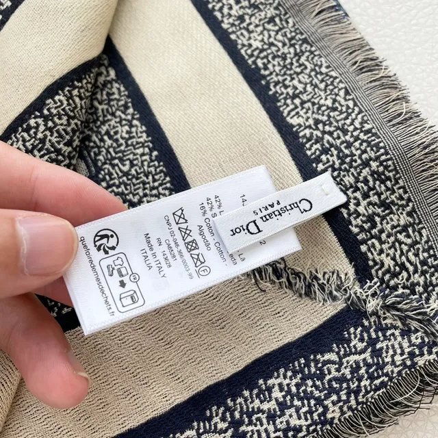 Dior Oblique Monogram Navy and Cream Silk Scarf 8