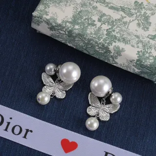 Dior Pearl and Butterfly Charm Earrings