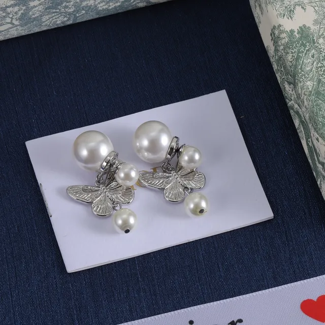 Dior Pearl and Butterfly Charm Earrings 5
