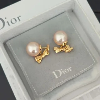 Dior Boucles d'oreilles Perle et Nœud Doré