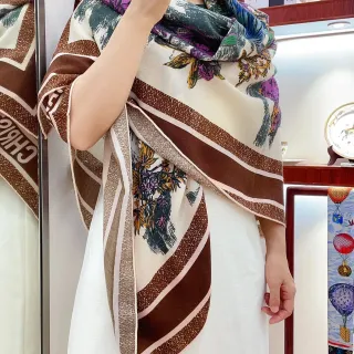 Dior Estampado Motivo de Paisaje Multicolor Bufanda de Seda