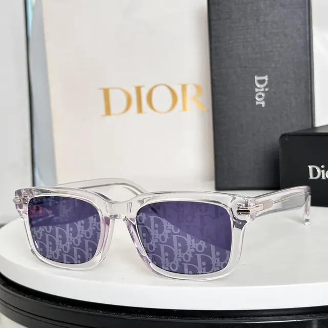 Dior Rectangular Glossy Black Sunglasses 7
