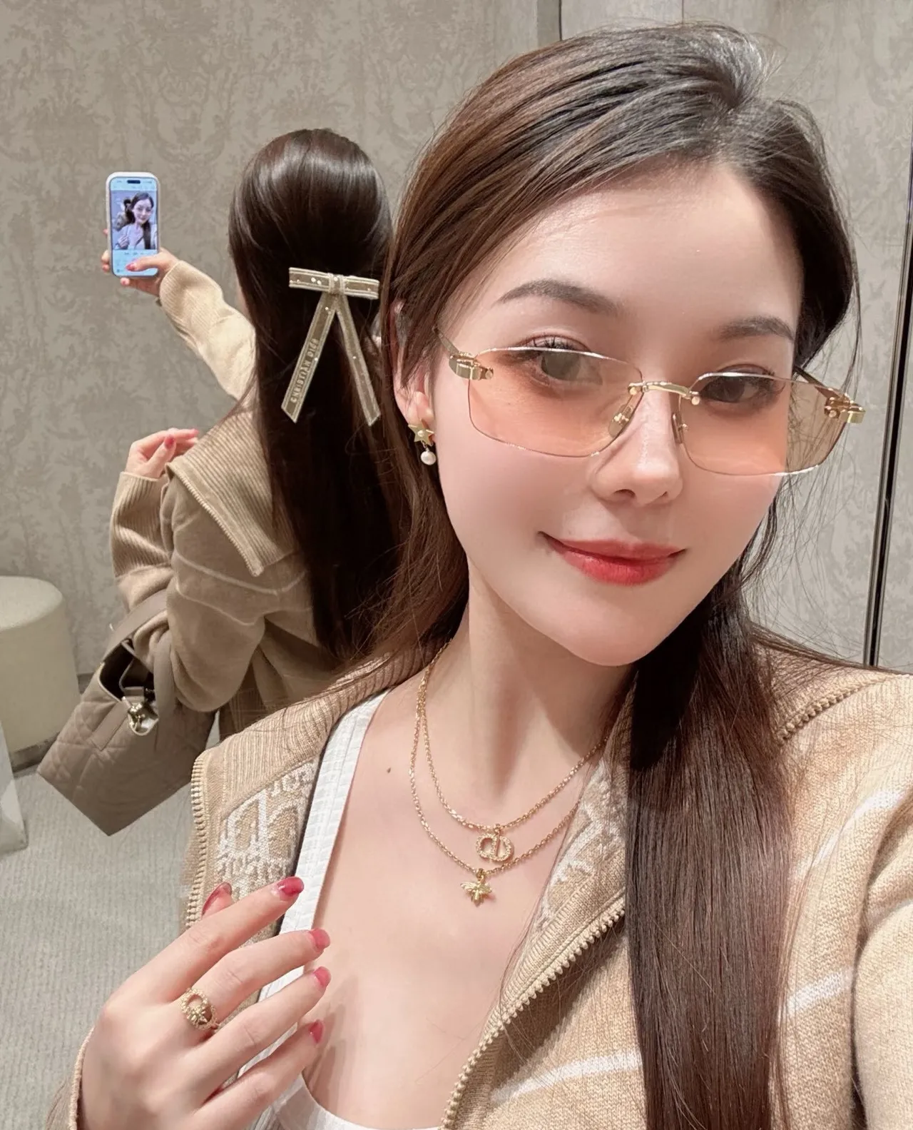 Dior S4U Rimless Rectangular Gradient Sunglasses 4
