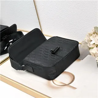 Dior Saddle Messenger Black Structured Rectangular Silhouette Tonal Monogram Canvas Messenger Bag 3