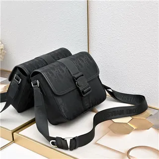 Dior Saddle Messenger Black Structured Rectangular Silhouette Tonal Monogram Canvas Messenger Bag 9