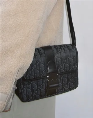Dior Saddle Messenger Black Structured Rectangular Silhouette Tonal Monogram Canvas Messenger Bag 10