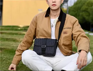 Dior Saddle Messenger Black Structured Rectangular Silhouette Tonal Monogram Canvas Messenger Bag 16