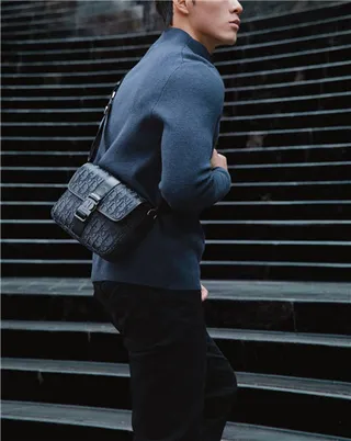 Dior Saddle Messenger Black Structured Rectangular Silhouette Tonal Monogram Canvas Messenger Bag 17