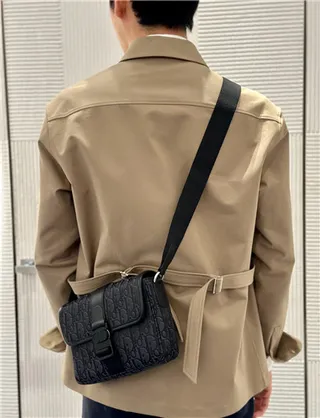Dior Saddle Messenger Black Structured Rectangular Silhouette Tonal Monogram Canvas Messenger Bag 18