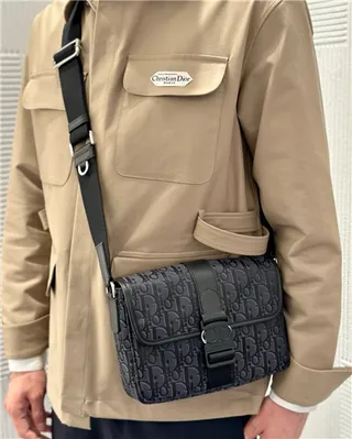 Dior Saddle Messenger Black Structured Rectangular Silhouette Tonal Monogram Canvas Messenger Bag 19