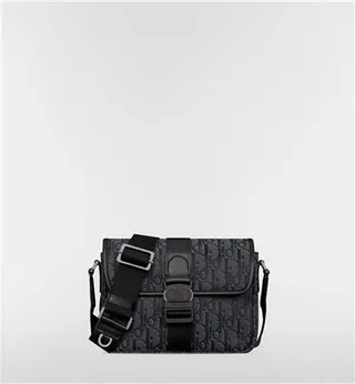 Dior Saddle Messenger Black Structured Rectangular Silhouette Tonal Monogram Canvas Messenger Bag 21