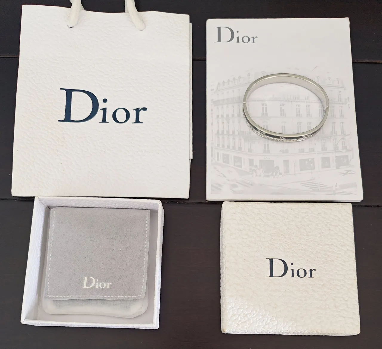 Dior Silver Black Polished Enamel Inlay Bracelet 2