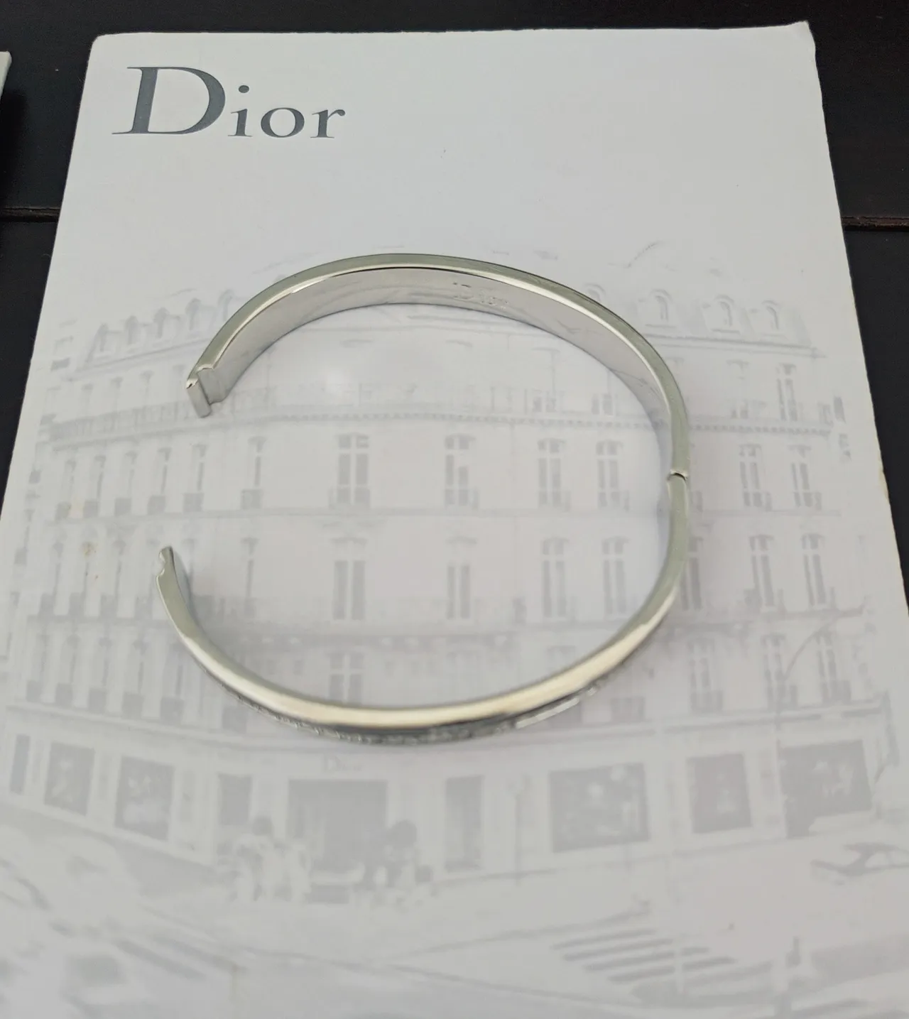 Dior Silver Black Polished Enamel Inlay Bracelet 3