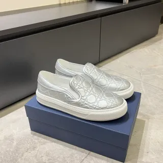 Dior Silver White Quilted Cannage Metallic Lifestyle Sneakers