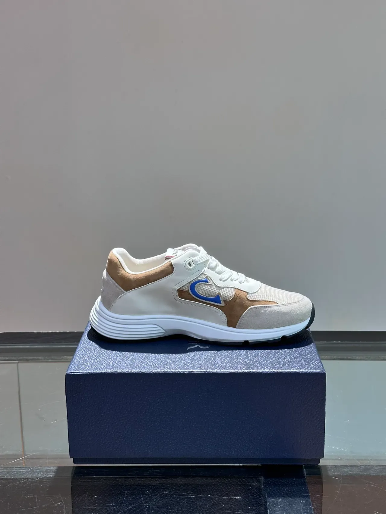 Dior Blanc Beige Maille Stratifiée Et Suède Tige Midsole Sculpté Sneakers Lifestyle 4