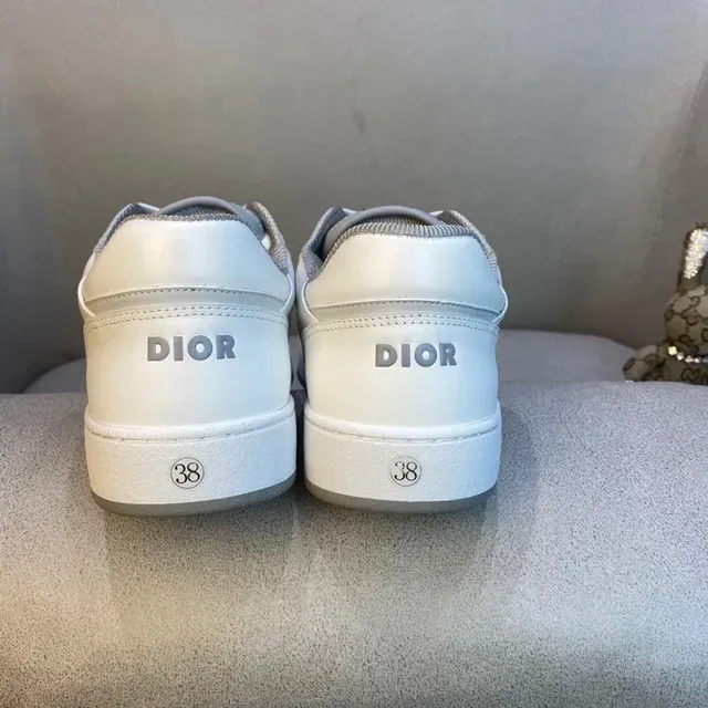 Dior White Gray Monogrammed Side Panel Perforated Toe Box Lifestyle Sneakers 4