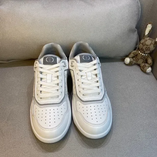 Dior White Gray Monogrammed Side Panel Perforated Toe Box Lifestyle Sneakers 5