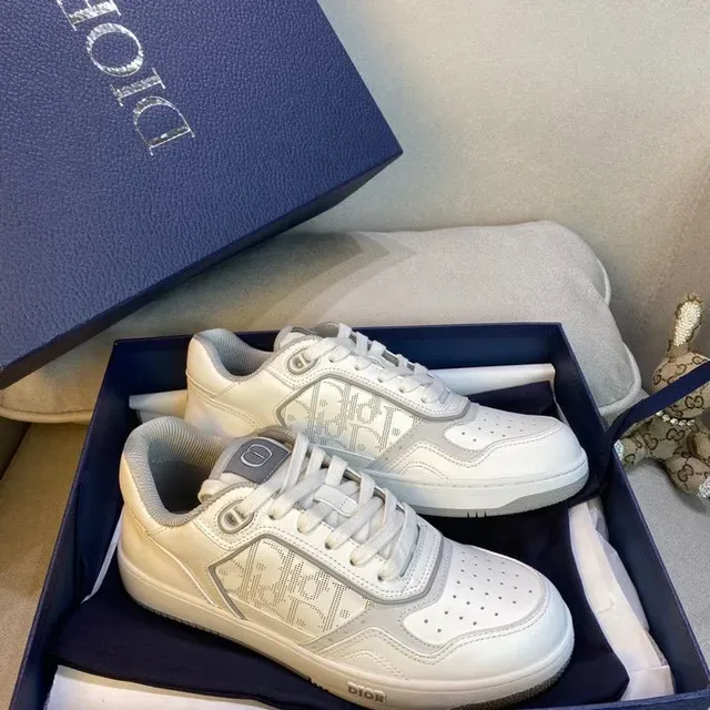 Dior White Gray Monogrammed Side Panel Perforated Toe Box Lifestyle Sneakers 6