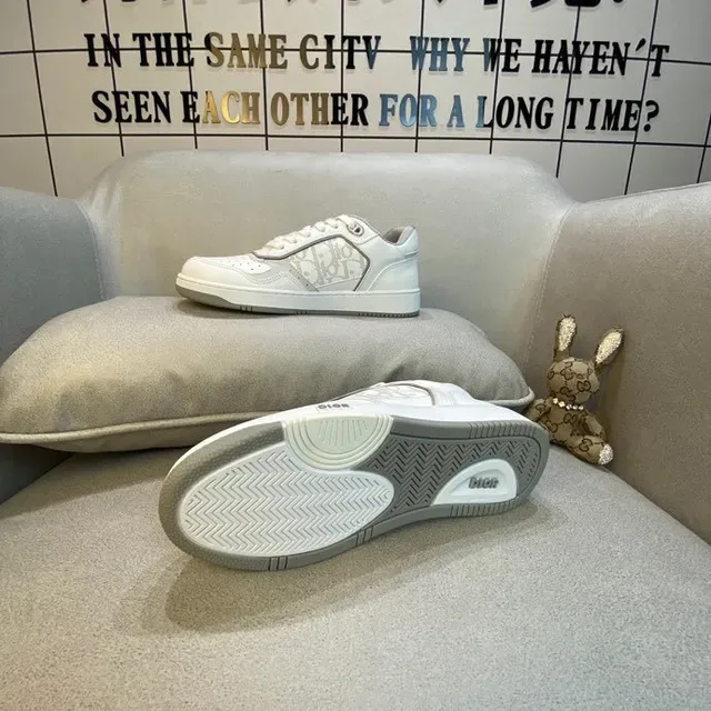 Dior White Gray Monogrammed Side Panel Perforated Toe Box Lifestyle Sneakers 7