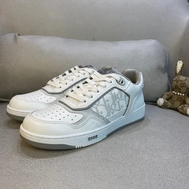 Dior White Gray Monogrammed Side Panel Perforated Toe Box Lifestyle Sneakers 8