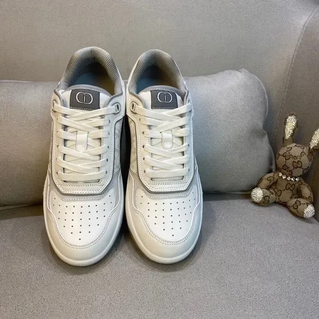 Dior White Gray Monogrammed Side Panel Perforated Toe Box Lifestyle Sneakers 9