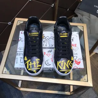 Dolce & Gabbana 涂鸦印花黑黄生活方式运动鞋