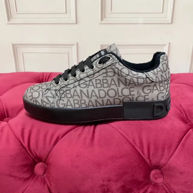 Dolce & Gabbana Tênis Lifestyle Cinza Preto Monogramado de Tecido com Sola de Plataforma 4