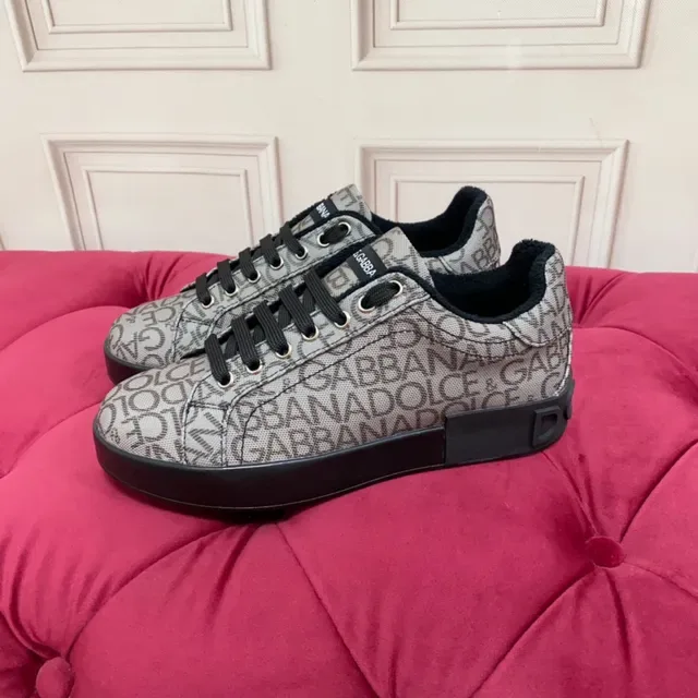 Dolce & Gabbana Tênis Lifestyle Cinza Preto Monogramado de Tecido com Sola de Plataforma 7
