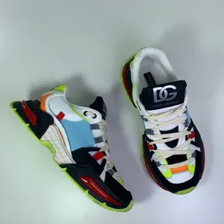 Dolce & Gabbana Multicolor Platform Sole Multi-Panel Color-Block Construction Chunky Sneakers