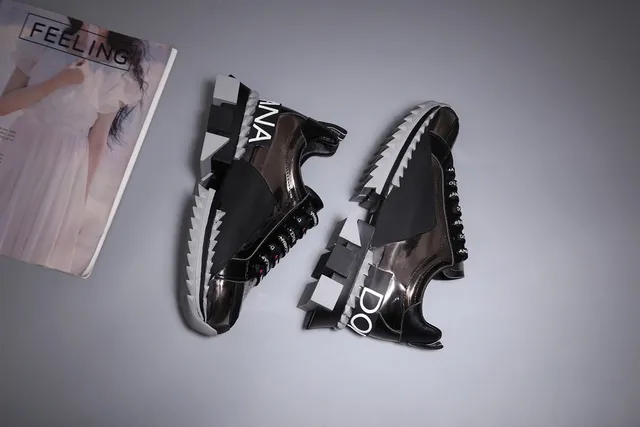 Dolce & Gabbana NS1 أسود فضي كعب منصة بناء متعدد المواد أحذية كتلية 3