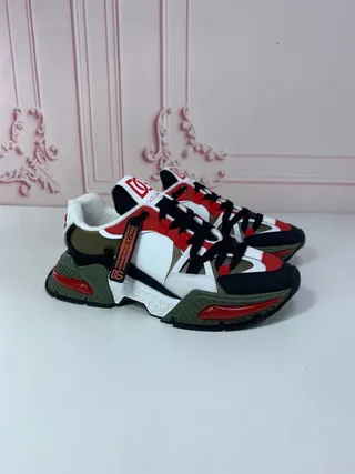 Dolce & Gabbana NS1 White Red Platform Sole Multi-Color Panel Construction Chunky Sneakers 3