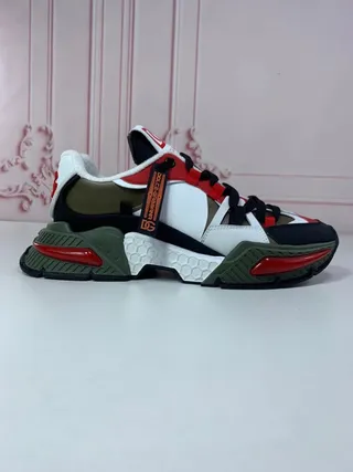 Dolce & Gabbana NS1 White Red Platform Sole Multi-Color Panel Construction Chunky Sneakers 5