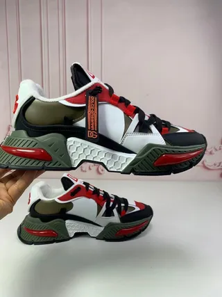 Dolce & Gabbana NS1 White Red Platform Sole Multi-Color Panel Construction Chunky Sneakers 6