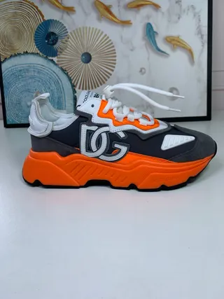 Dolce & Gabbana Orange Black Sole Oversized DG Monogram Chunky Sneakers 2