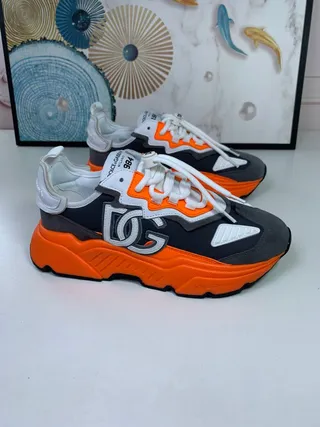Dolce & Gabbana Orange Black Sole Oversized DG Monogram Chunky Sneakers 5