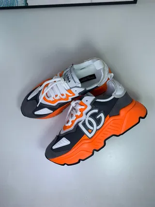 Dolce & Gabbana Orange Black Sole Oversized DG Monogram Chunky Sneakers 7