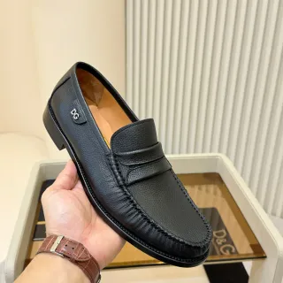 Dolce & Gabbana Penny Loafer কালো দানাযুক্ত চামড়ার লুফার