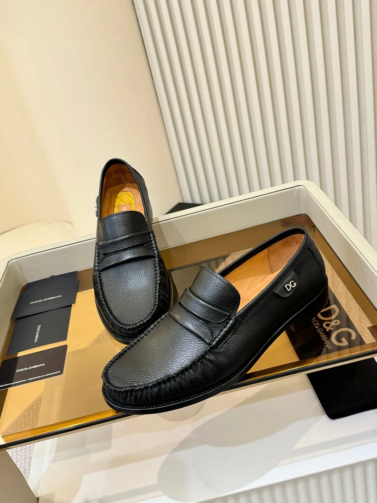 Dolce & Gabbana Penny Loafer Noir Cuir Grainé Loafer 5