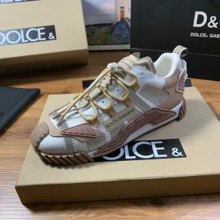 Dolce & Gabbana 米色粉色 多面板 分层鞋面 非对称系带系统 生活方式运动鞋