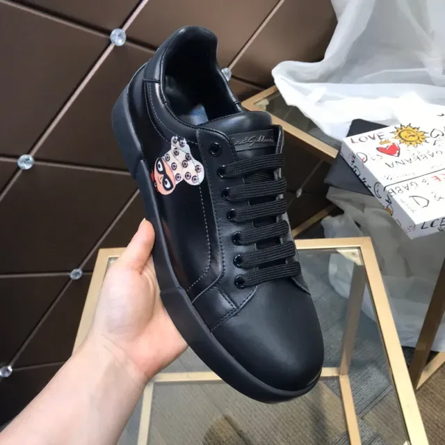 Dolce & Gabbana Black Leather Lifestyle Sneakers 2