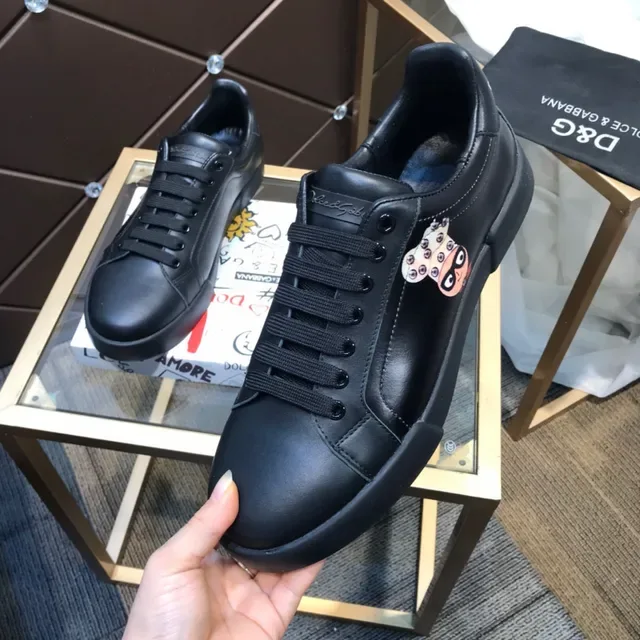 Dolce & Gabbana Black Leather Lifestyle Sneakers 3